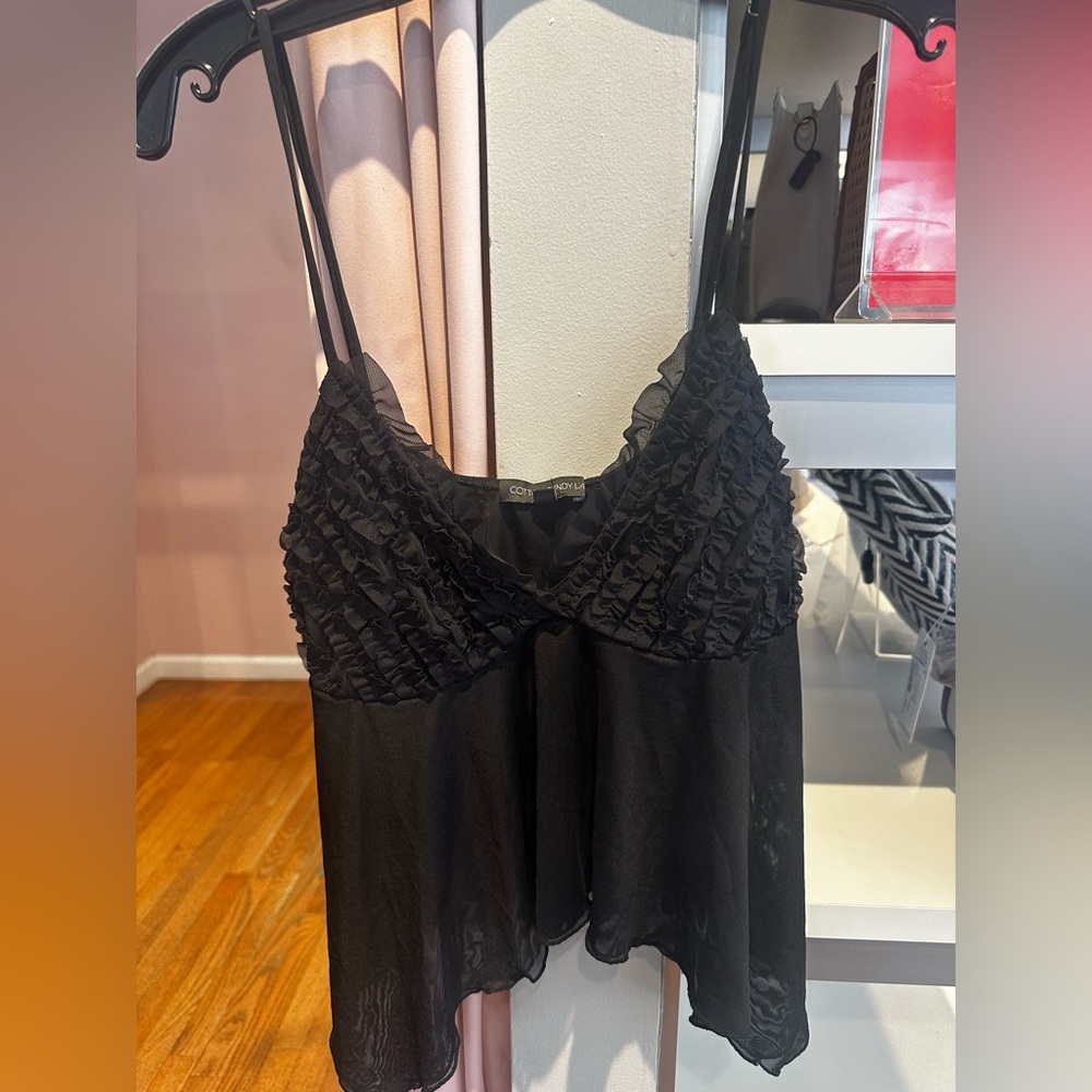 Cotton Candy Elegant Black Ruffle Camisole